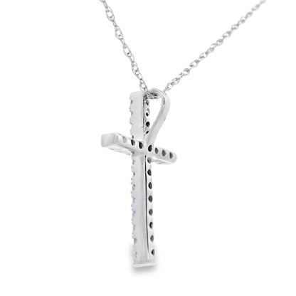 .13ct Diamond Cross Religious Pendant 14KT White Gold by Bids.com