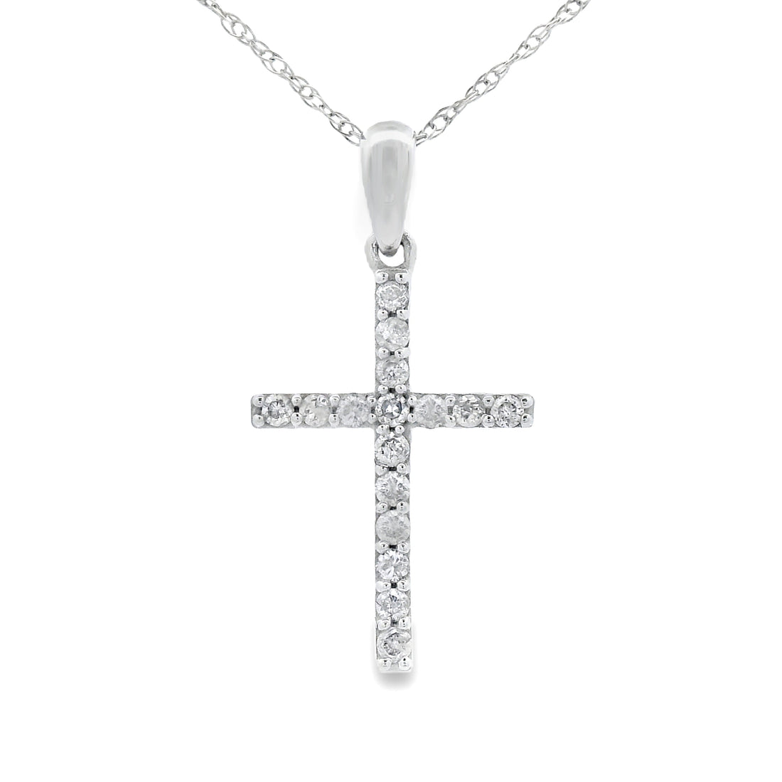 .13ct Diamond Cross Religious Pendant 14KT White Gold by Bids.com