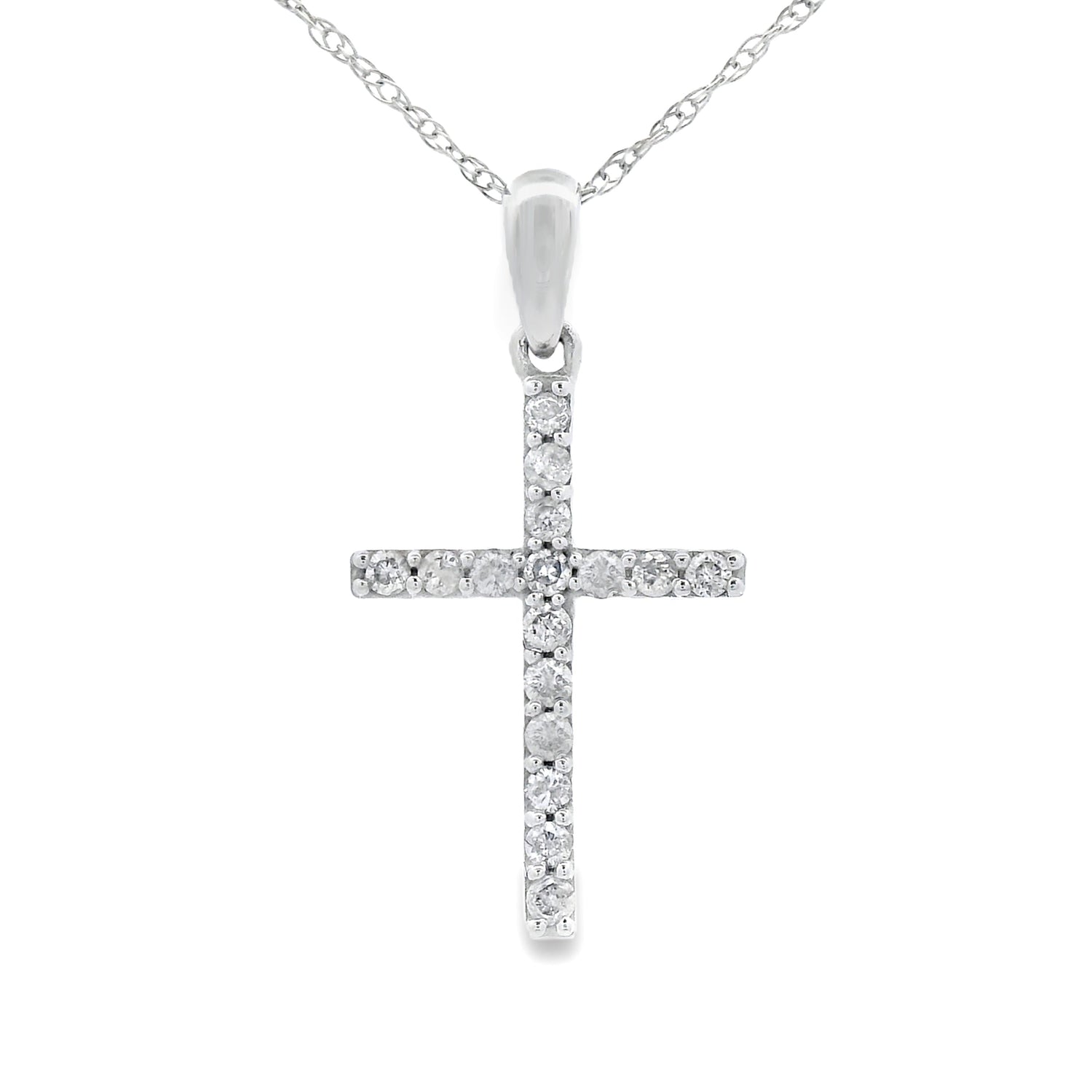 .13ct Diamond Cross Religious Pendant 14KT White Gold by Bids.com