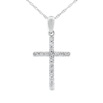 .13ct Diamond Cross Religious Pendant 14KT White Gold by Bids.com