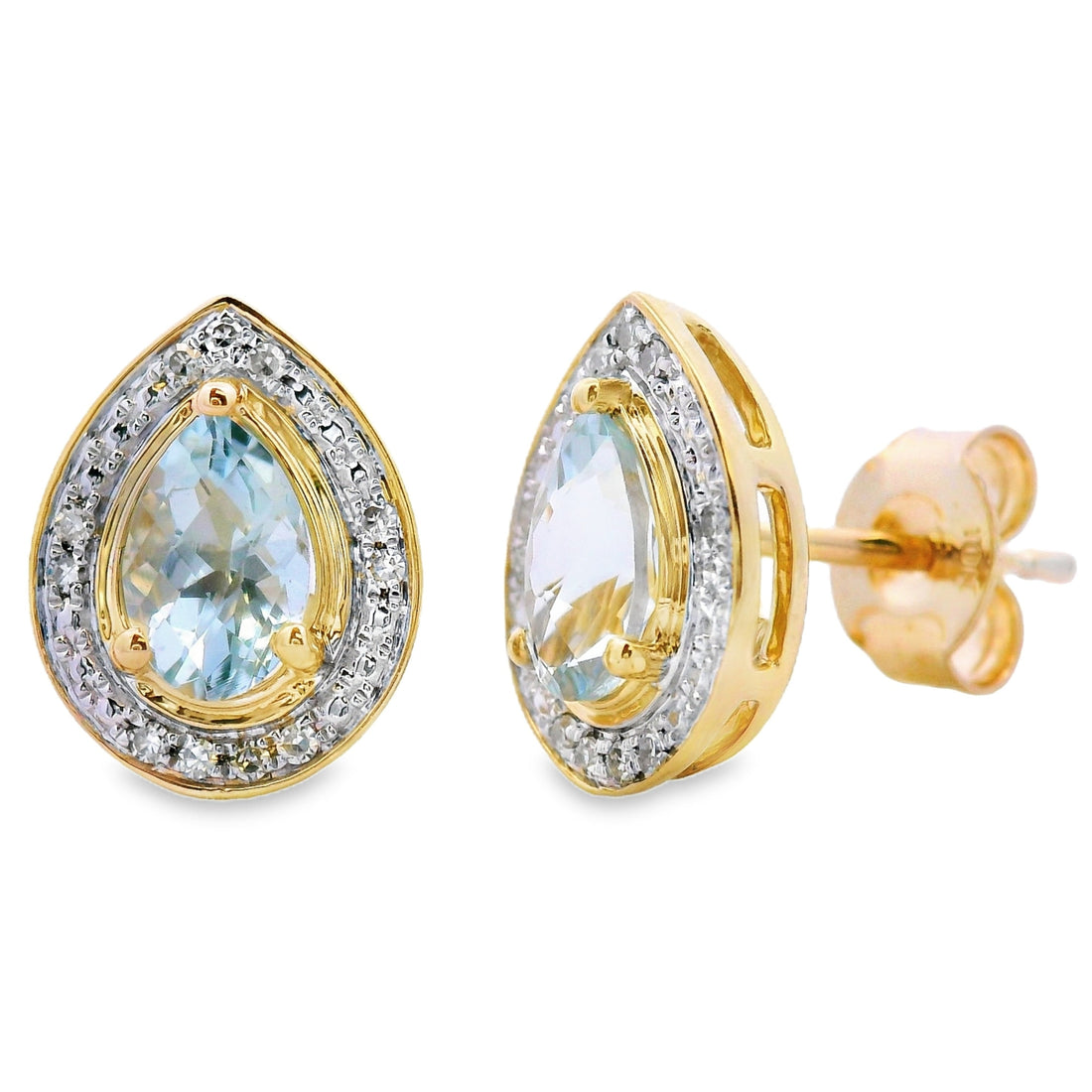 .79ct Aquamarine Diamond Stud Earrings 10KT Yellow Gold by Bids.com