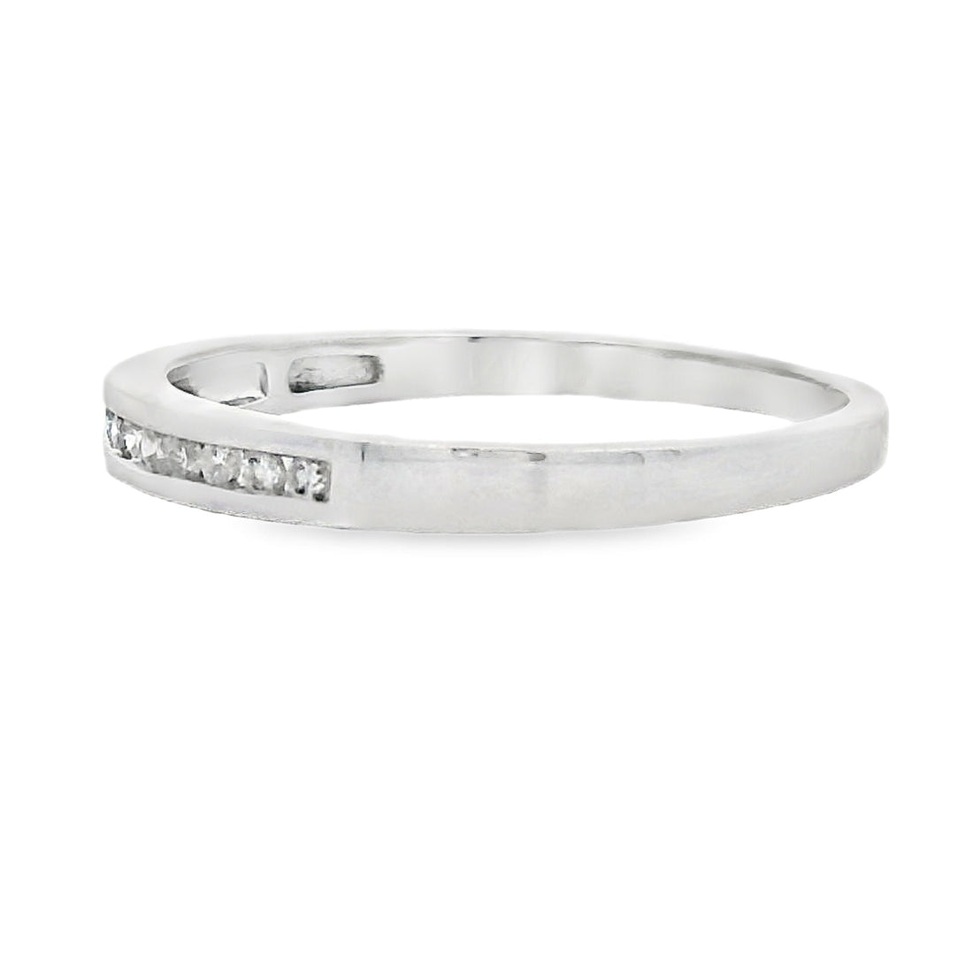 Genuine .11ct Diamond Wedding Band Ring 14KT White Gold by Bids.com