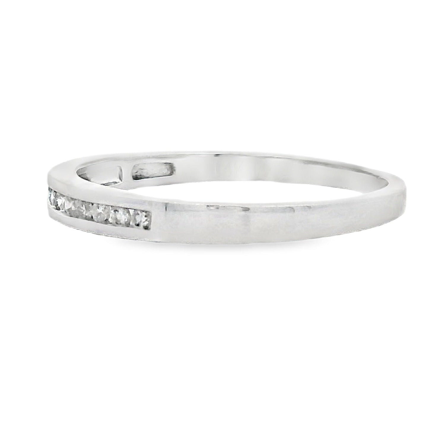 Genuine .11ct Diamond Wedding Band Ring 14KT White Gold by Bids.com