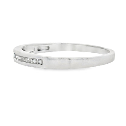 Genuine .11ct Diamond Wedding Band Ring 14KT White Gold by Bids.com