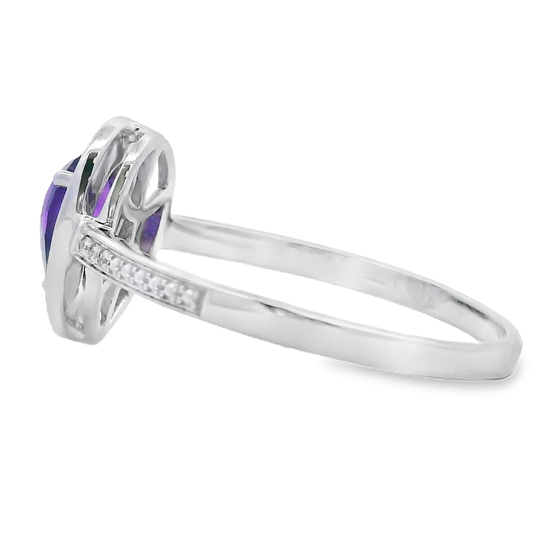 Natural .42ct Amethyst Diamond Ring 10KT White Gold by Bids.com