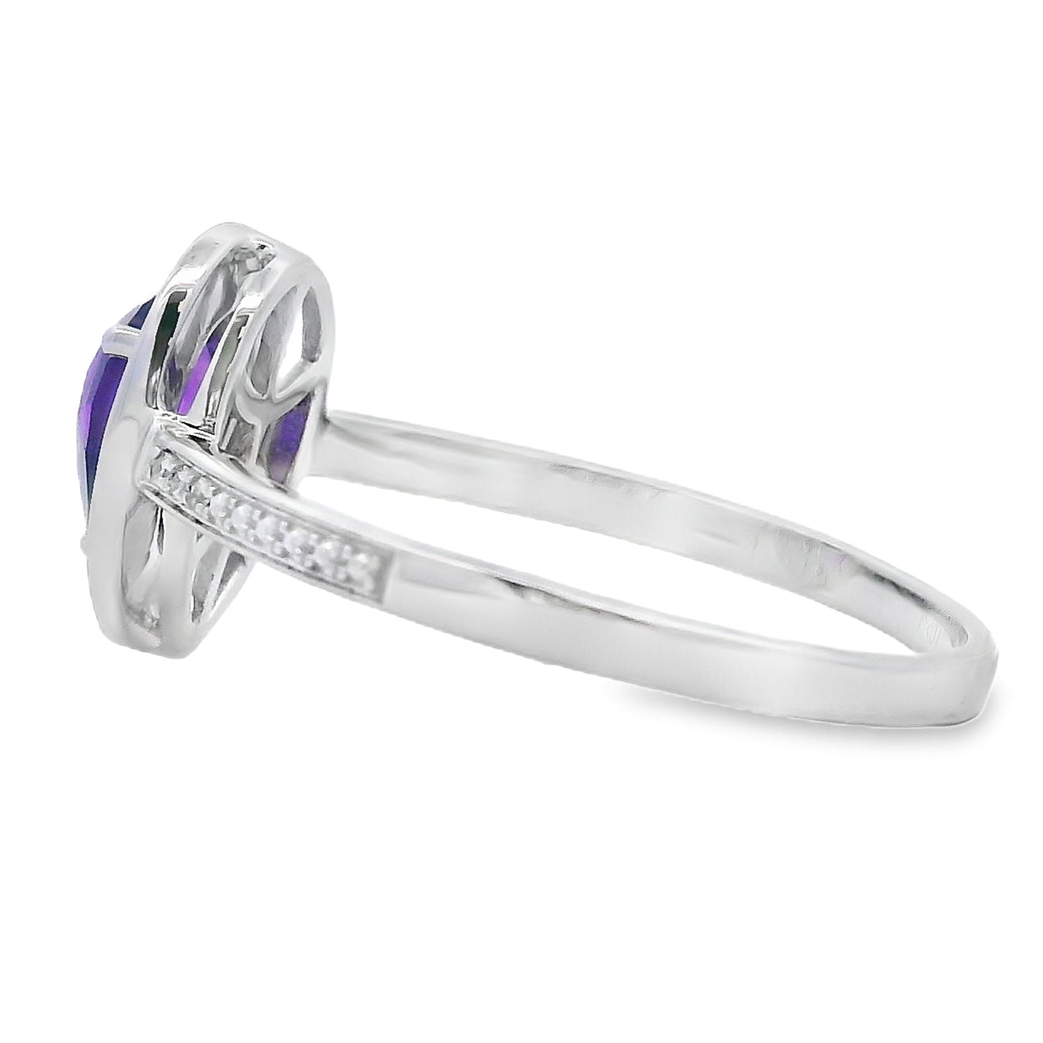Natural .42ct Amethyst Diamond Ring 10KT White Gold by Bids.com