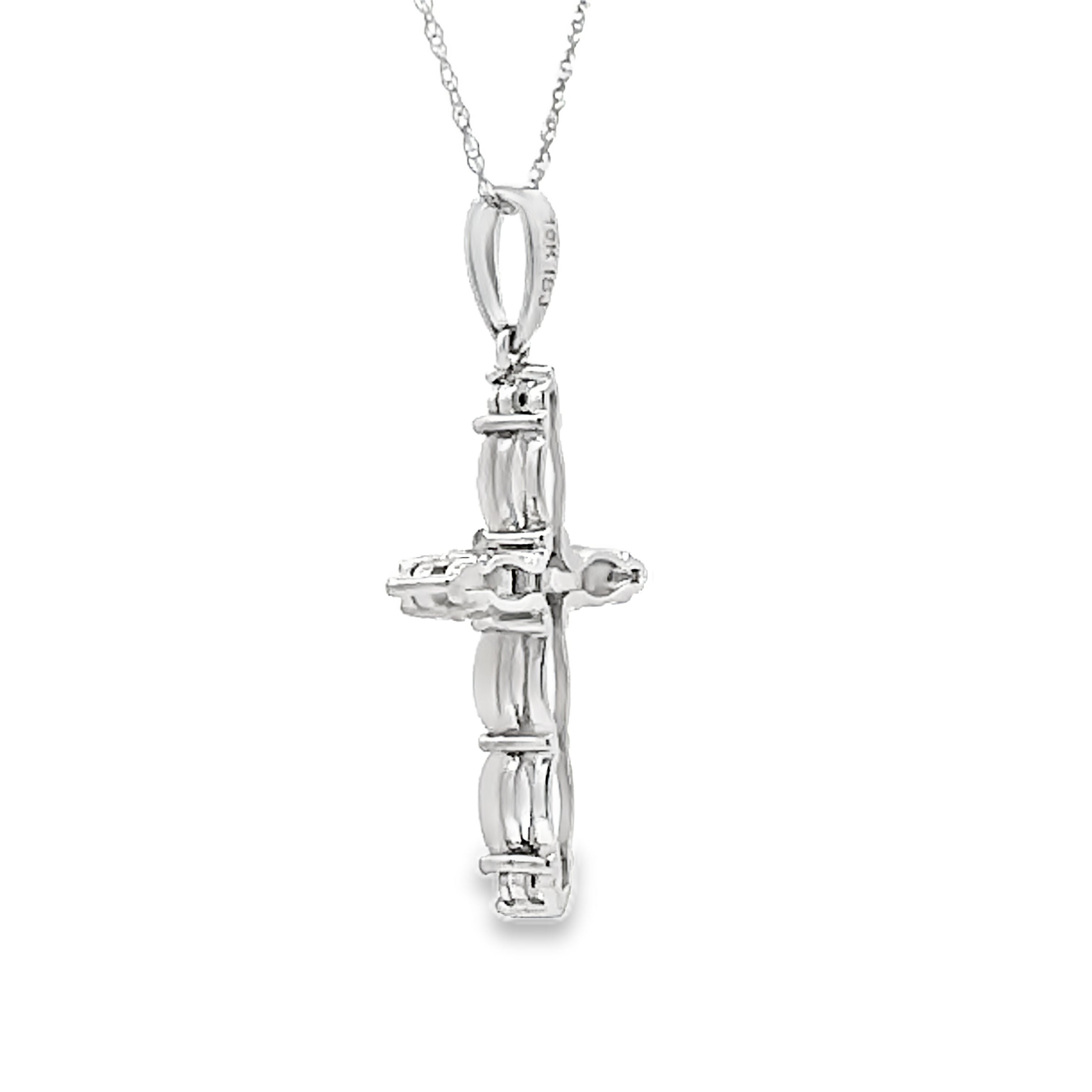Opal Diamond Cross Religious Pendant 10KT White Gold by Bids.com