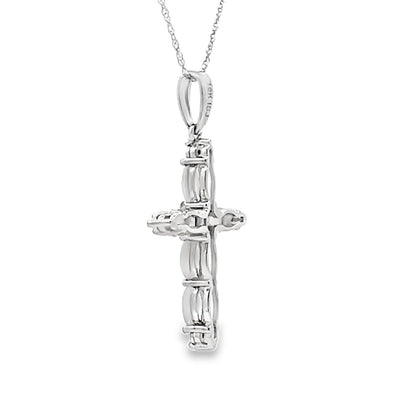 Opal Diamond Cross Religious Pendant 10KT White Gold by Bids.com