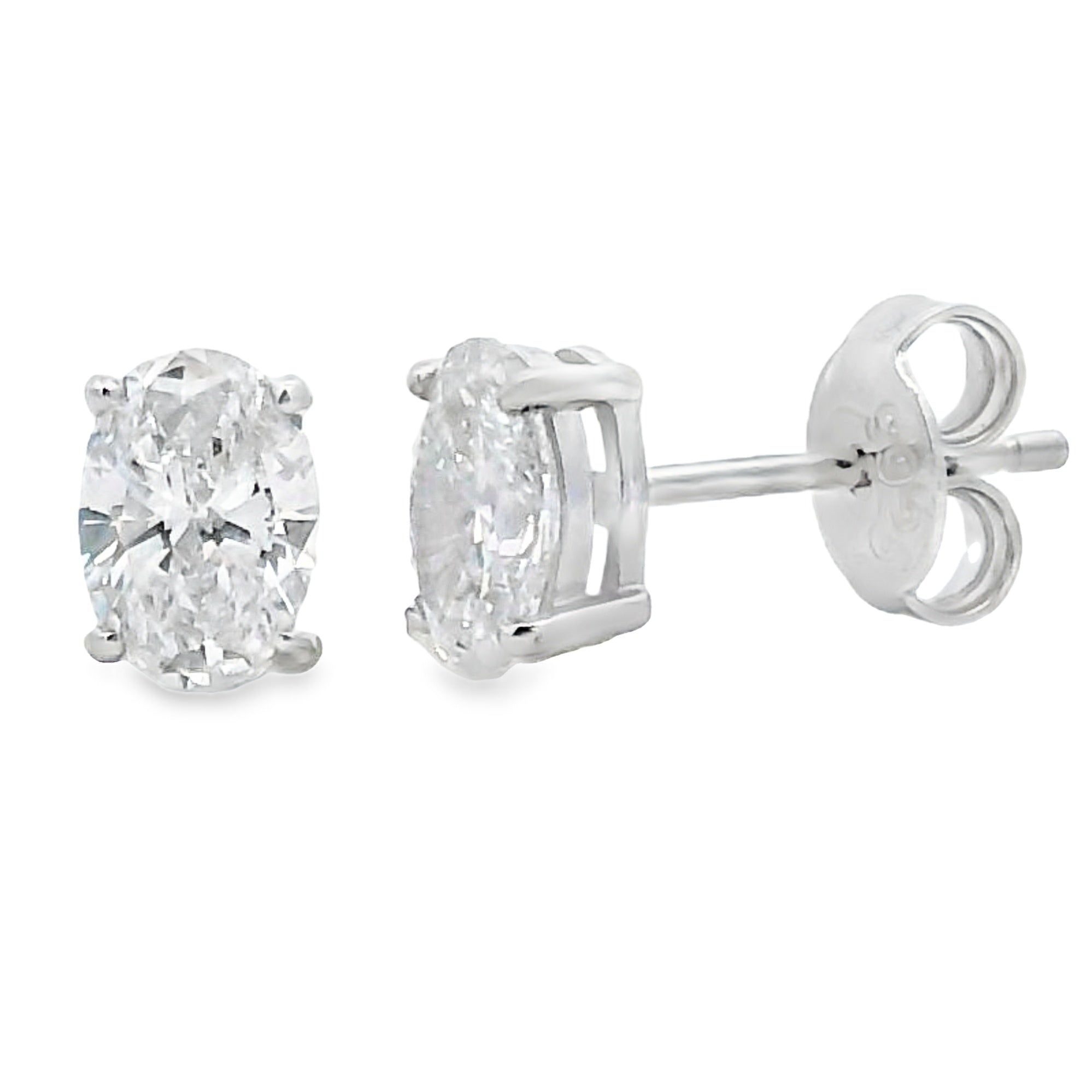 1.00ct Lab Grown Diamond Stud Earrings Sterling Silver by Bids.com