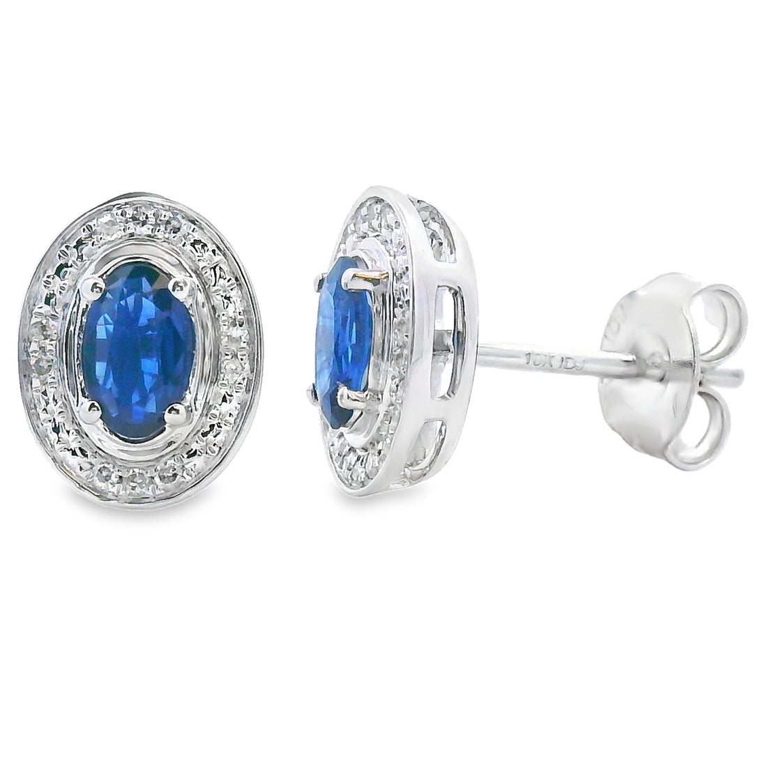 Natural .61ct Sapphire Diamond Earrings 10KT White Gold by Bids.com