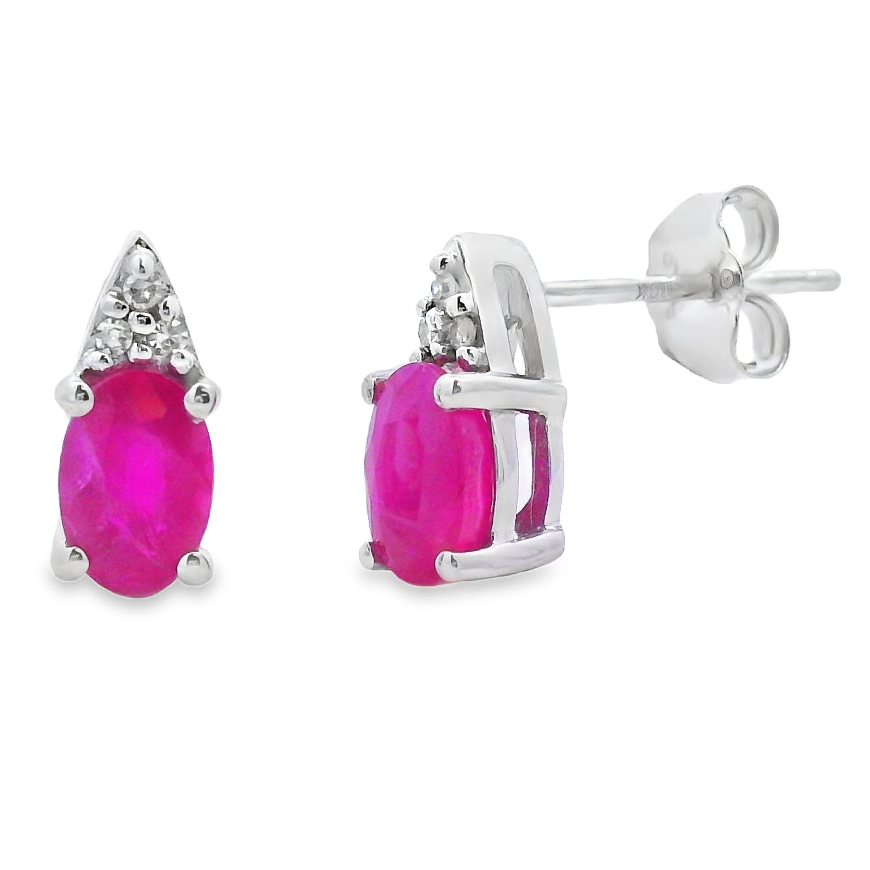 1.38ct Ruby Diamond Stud Earrings 10KT White Gold by Bids.com