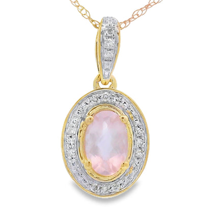 Rose Quartz Diamond Fashion Pendants 10KT Yellow Gold by Bids.com