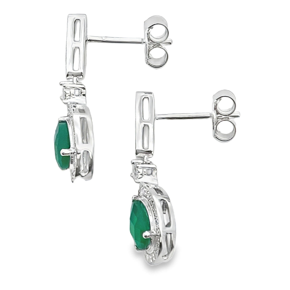 Chalcedony Diamond Dangle Earrings 10KT White Gold by Bids.com