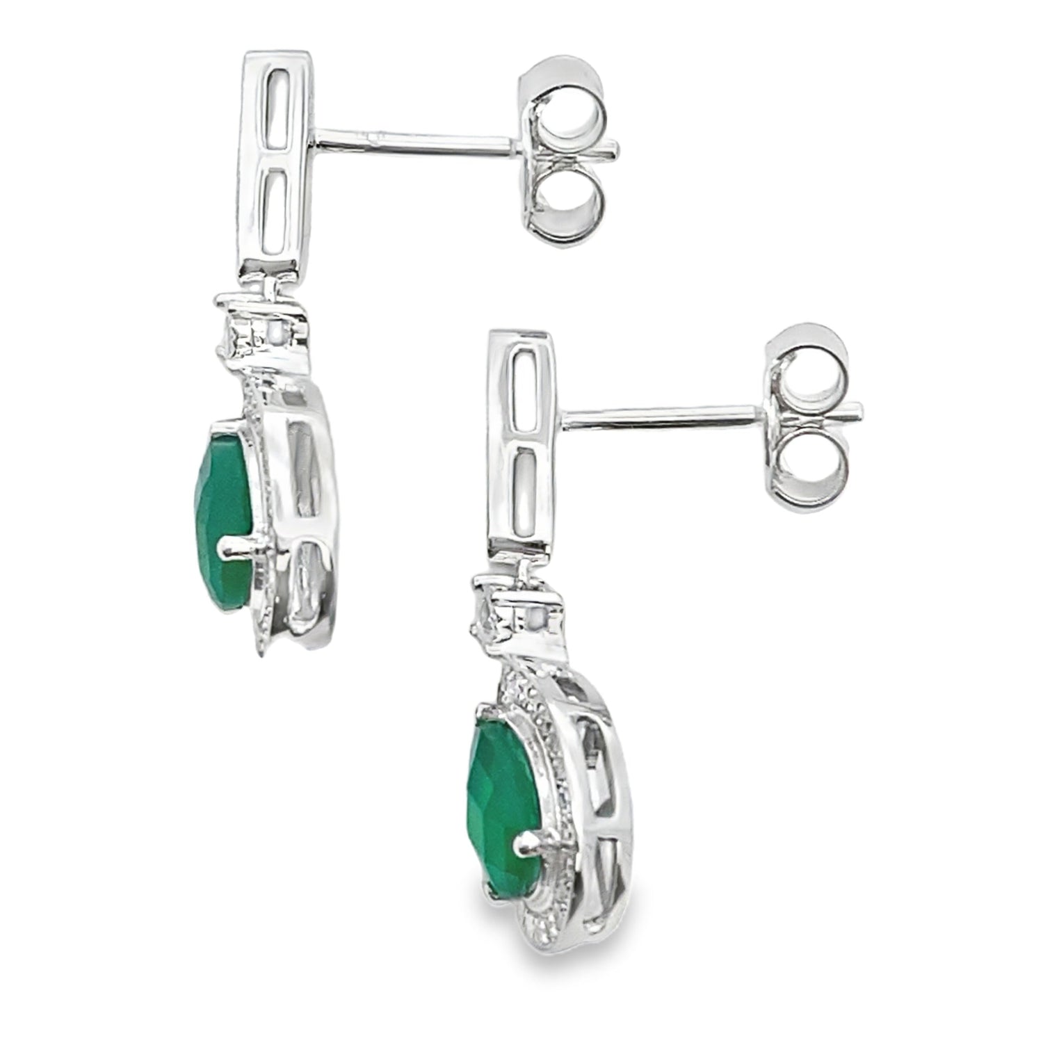 Chalcedony Diamond Dangle Earrings 10KT White Gold by Bids.com