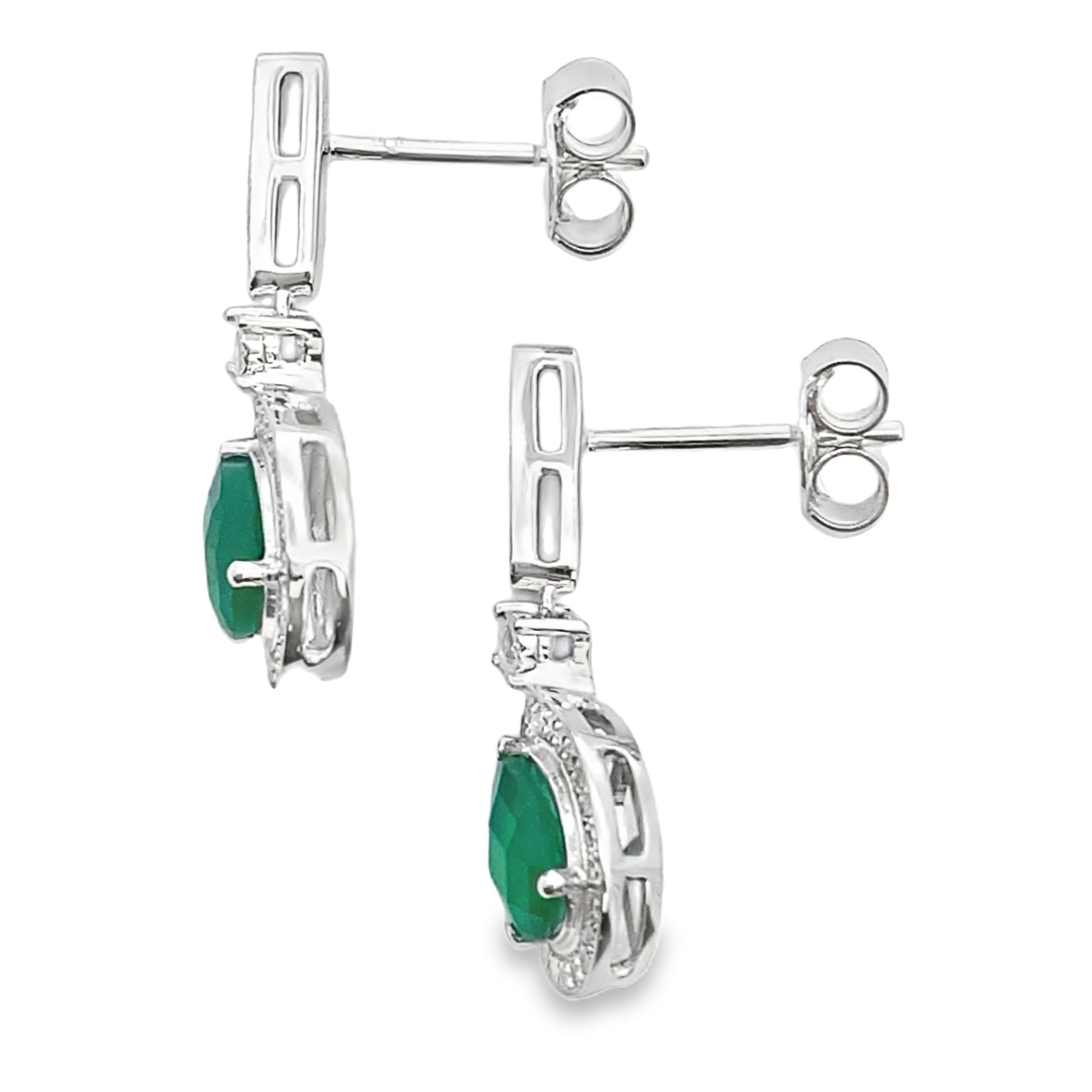 Chalcedony Diamond Dangle Earrings 10KT White Gold by Bids.com