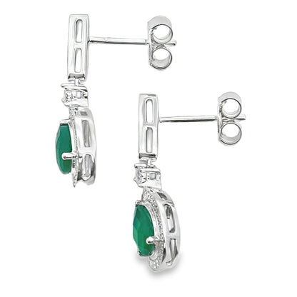 Chalcedony Diamond Dangle Earrings 10KT White Gold by Bids.com