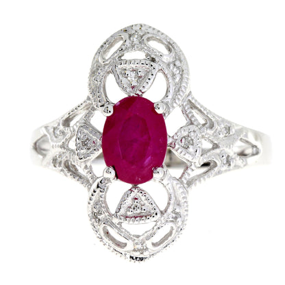 Natural 1.05ct Ruby Diamond Ring 10KT White Gold by Bids.com