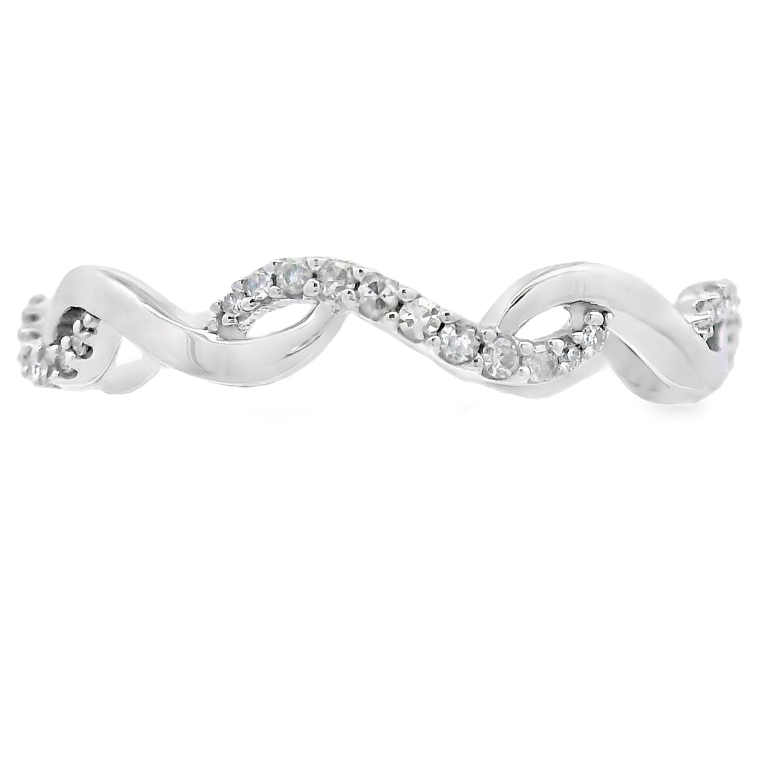 Genuine .17ct Diamond Wedding Band Ring 14KT White Gold by Bids.com