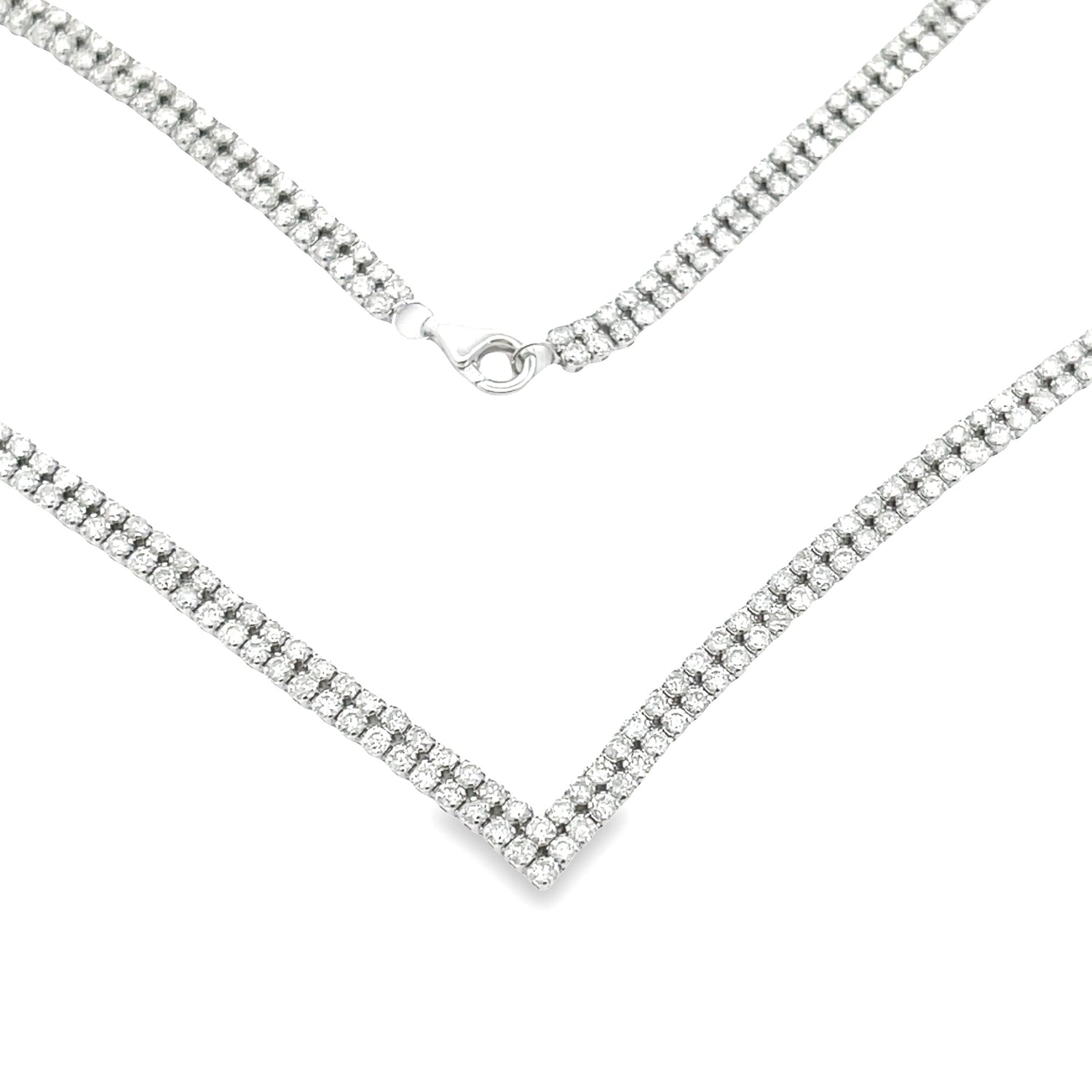 Natural 7.00ct Diamond Tennis Necklace 14KT White Gold by Bids.com