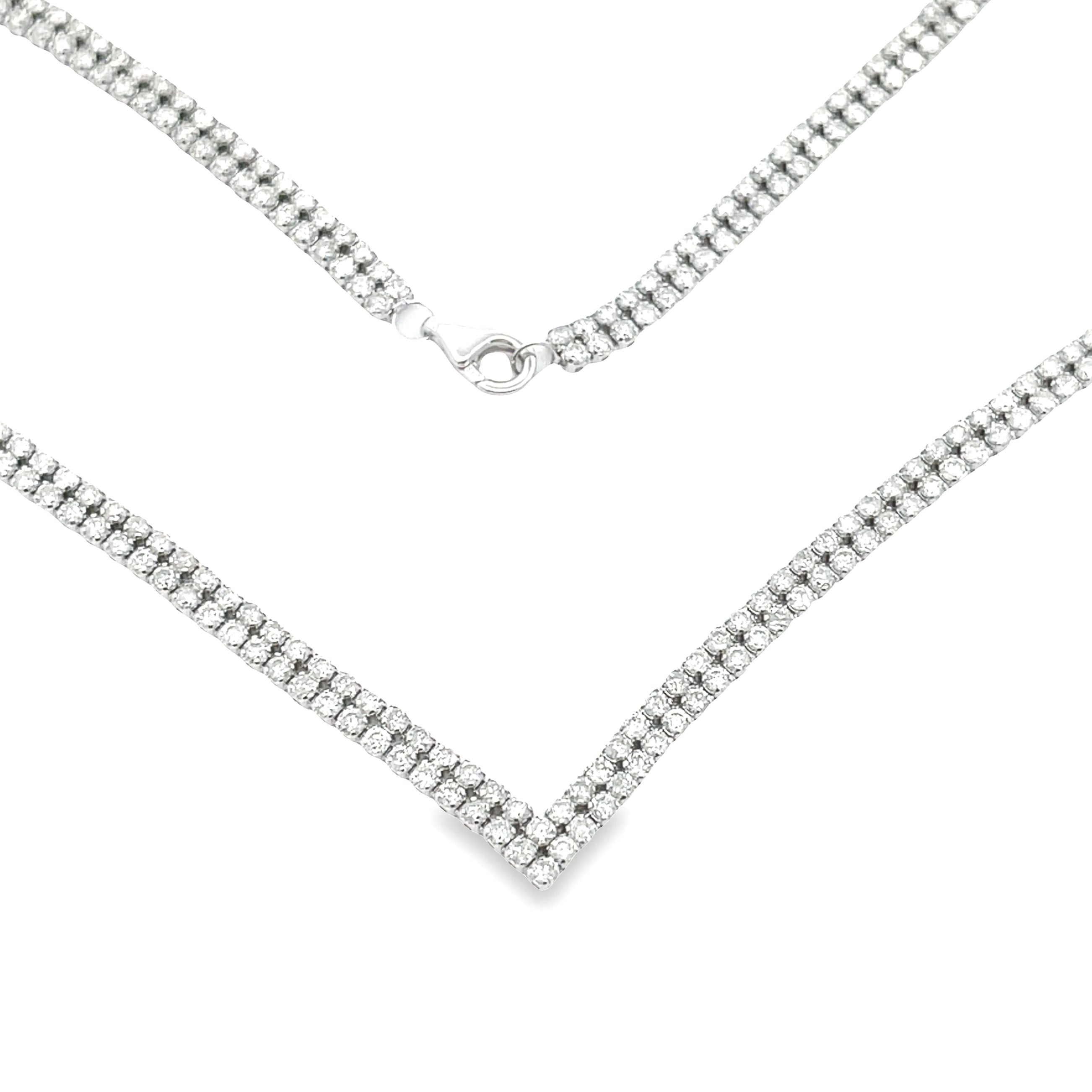 Natural 7.00ct Diamond Tennis Necklace 14KT White Gold by Bids.com