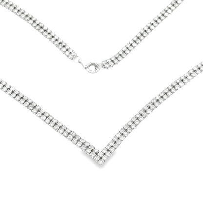 Natural 7.00ct Diamond Tennis Necklace 14KT White Gold by Bids.com