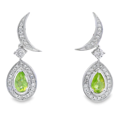 .52ct Peridot Diamond Dangle Earrings 10KT White Gold by Bids.com