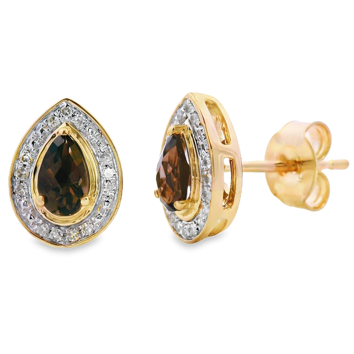 .50ct Quartz Diamond Stud Earrings 10KT Yellow Gold by Bids.com