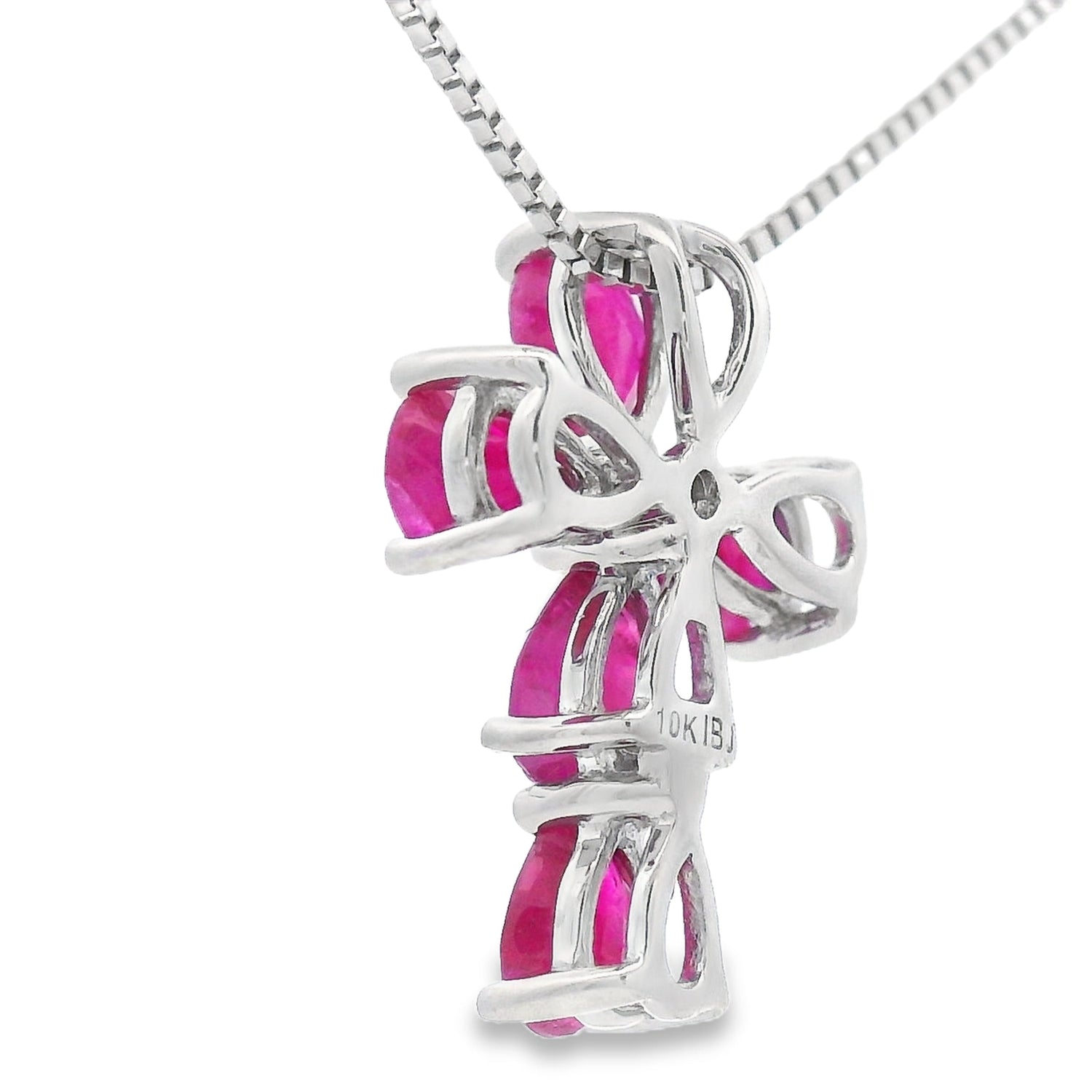 Ruby Diamond Cross Religious Pendant 10KT White Gold by Bids.com