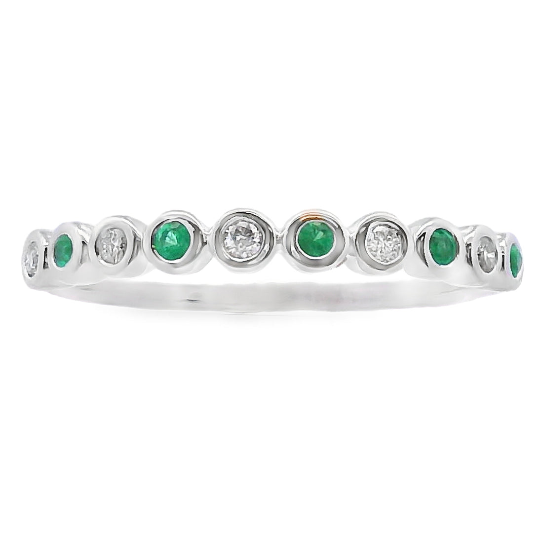 Emerald Diamond stackable band set 14KT White Gold by Bids.com