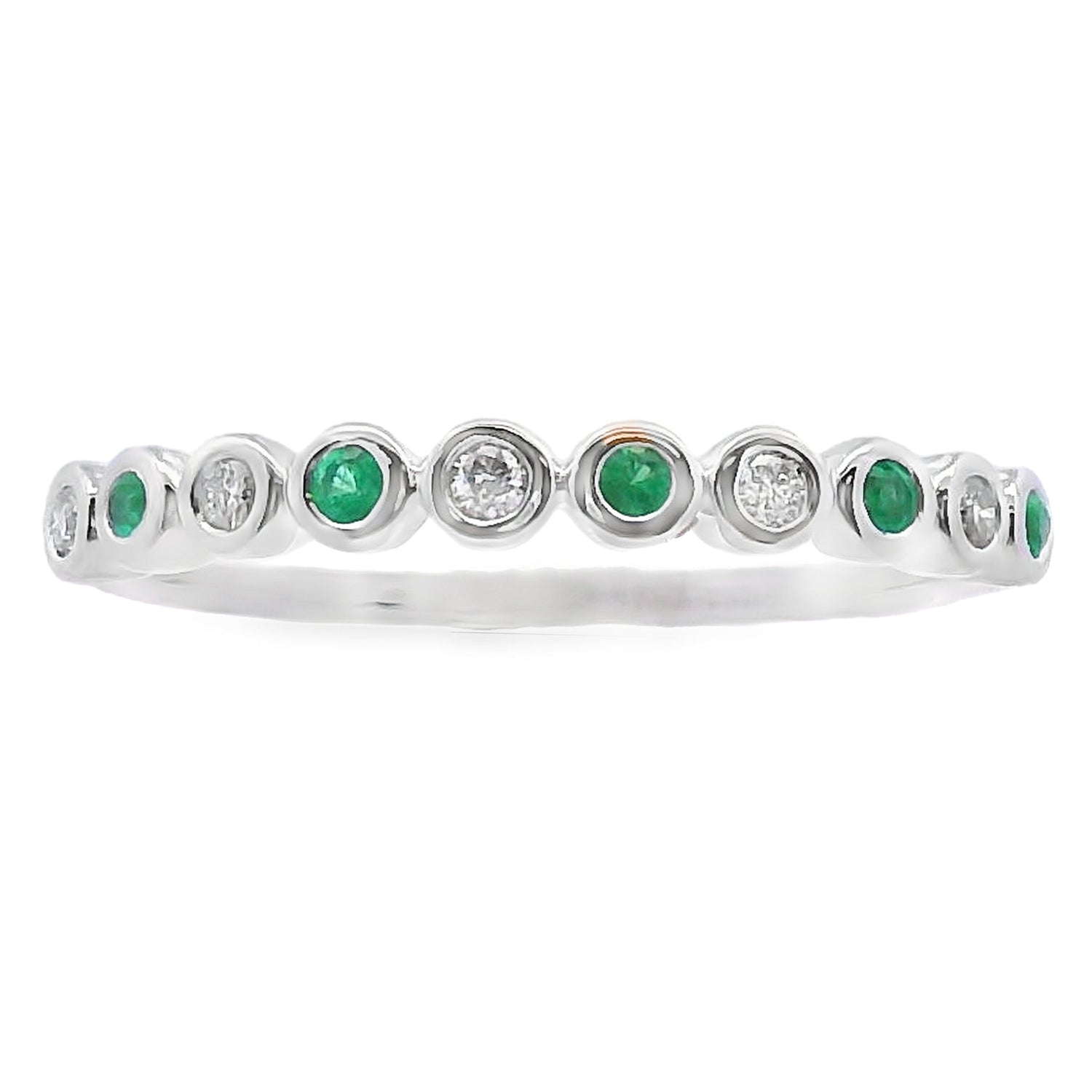 Emerald Diamond stackable band set 14KT White Gold by Bids.com