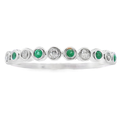 Emerald Diamond stackable band set 14KT White Gold by Bids.com
