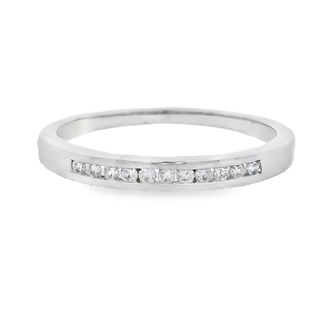 Genuine .11ct Diamond Wedding Band Ring 14KT White Gold by Bids.com