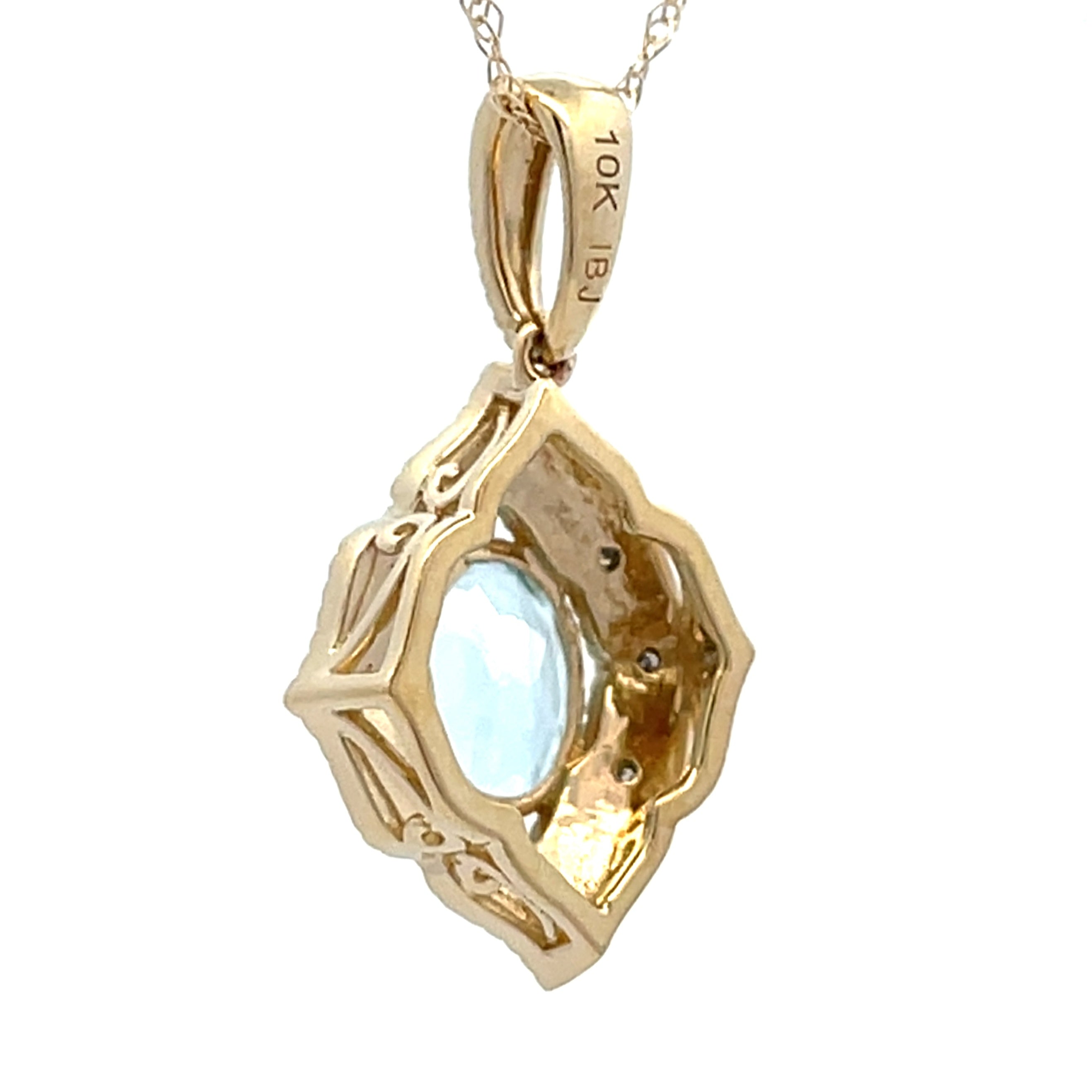 Aquamarine Diamond Fashion Pendants 10KT Yellow Gold by Bids.com