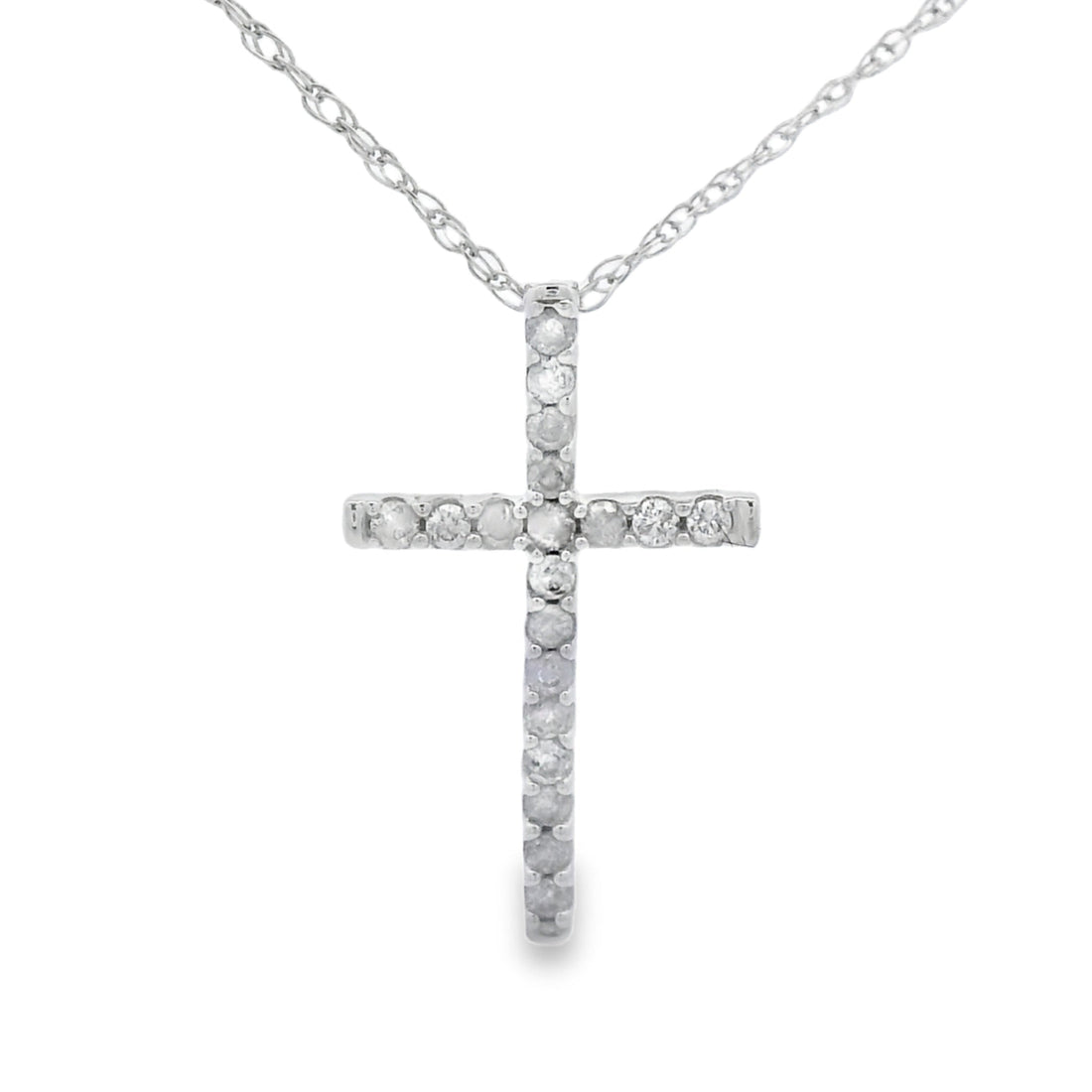 .10ct Diamond Cross Religious Pendant 14KT White Gold by Bids.com