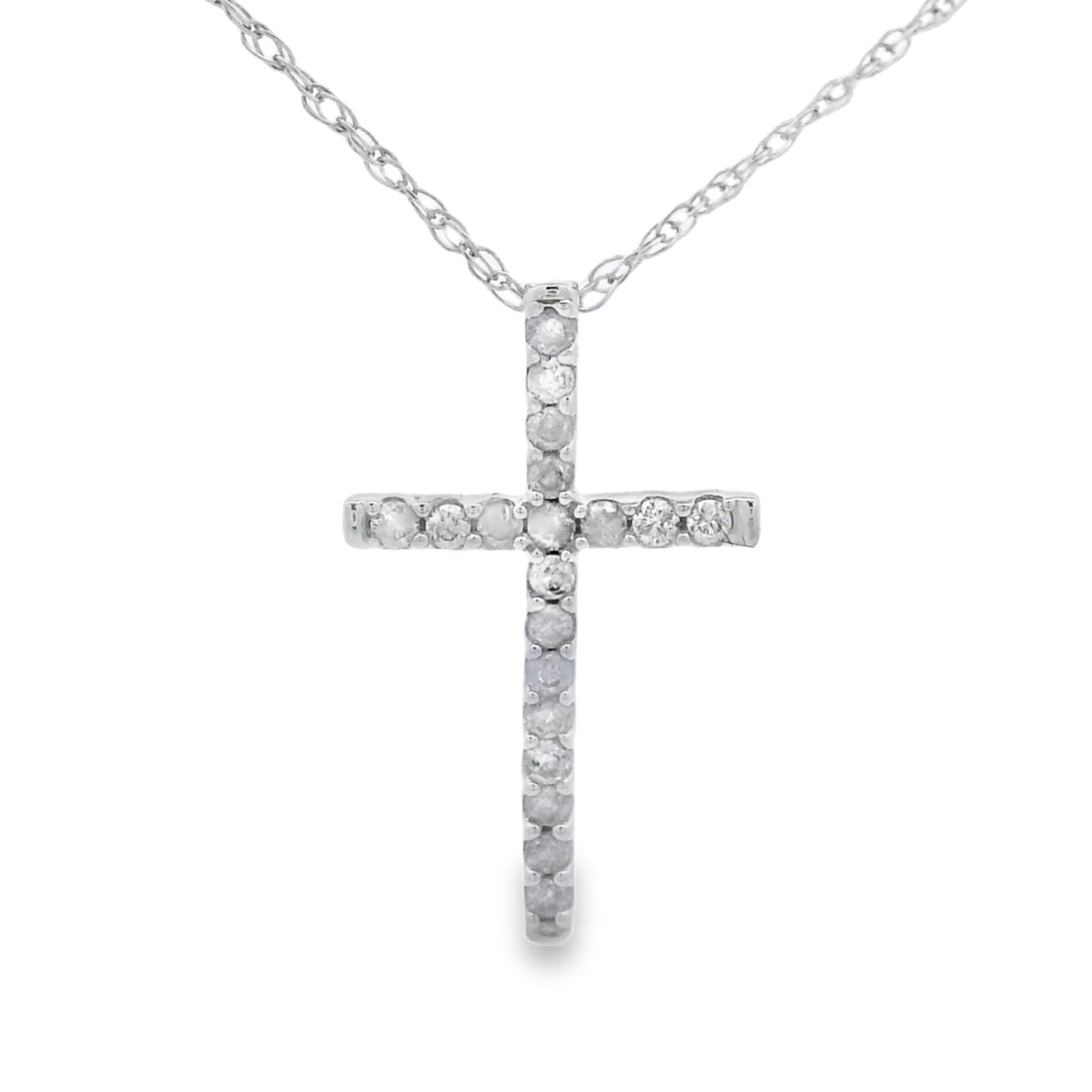 .10ct Diamond Cross Religious Pendant 14KT White Gold by Bids.com