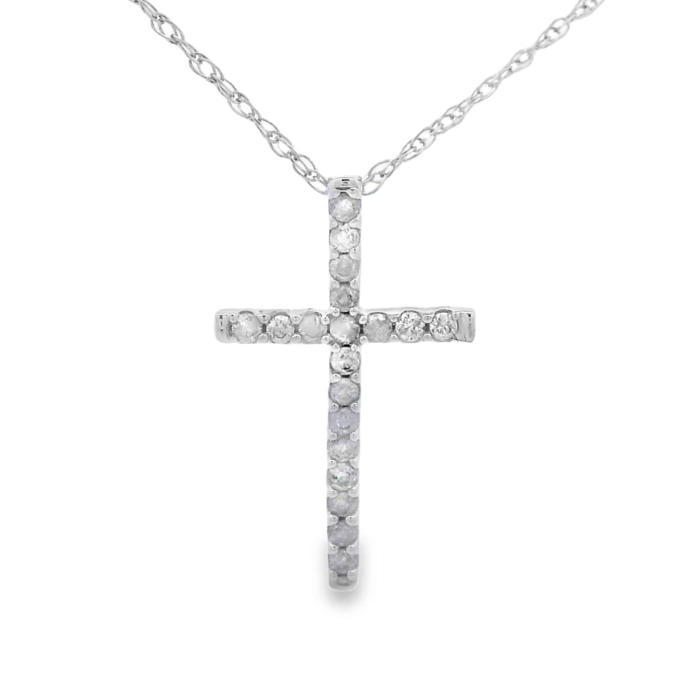 .10ct Diamond Cross Religious Pendant 14KT White Gold by Bids.com