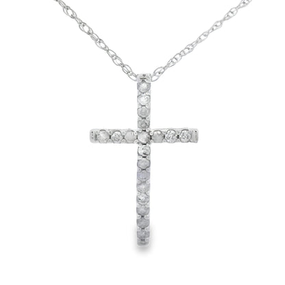 .10ct Diamond Cross Religious Pendant 14KT White Gold by Bids.com