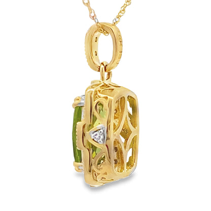 Peridot Diamond Fashion Pendants 10KT Yellow Gold by Bids.com