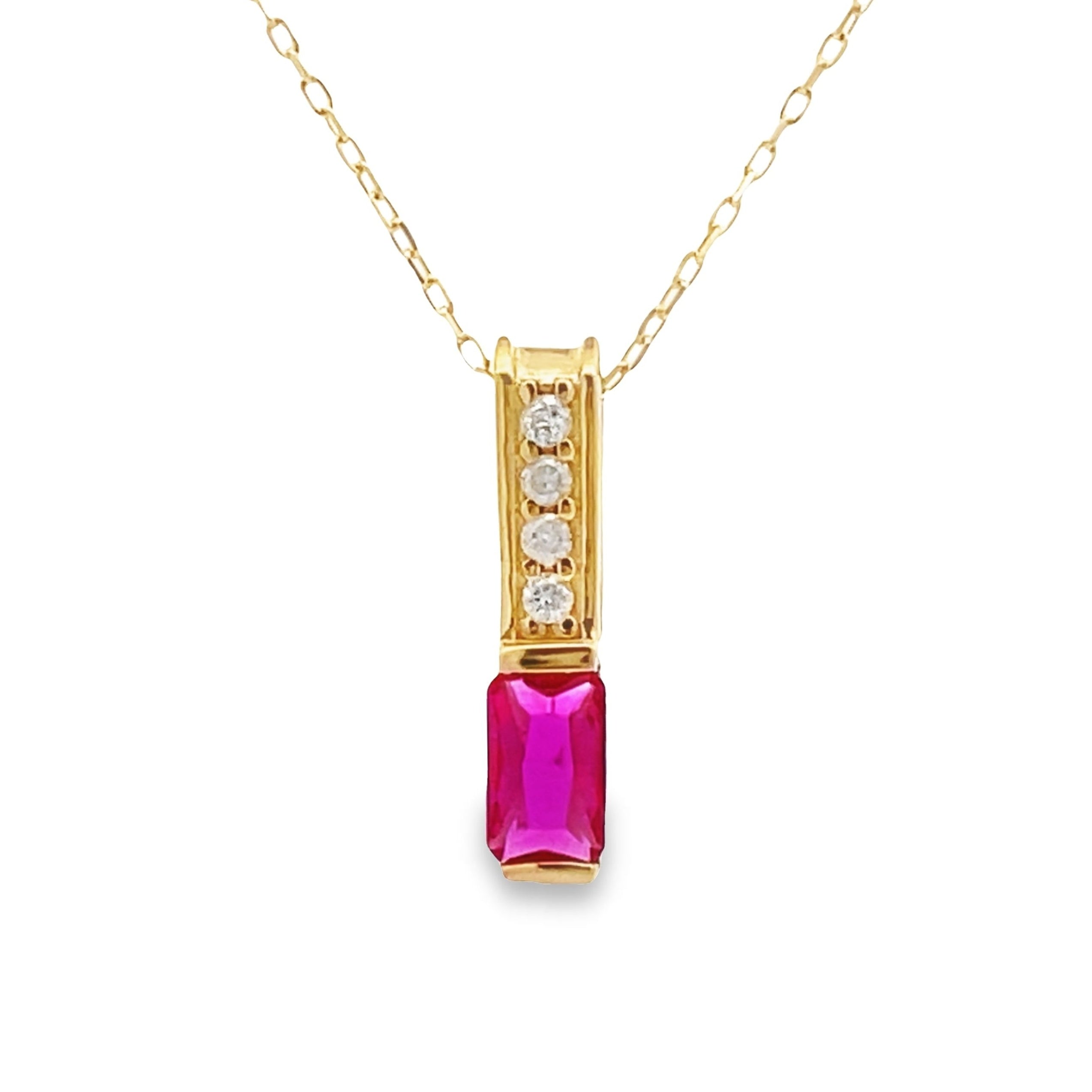 Created Ruby Diamond Fashion Pendants 10KT Yellow Gold by Bids.com