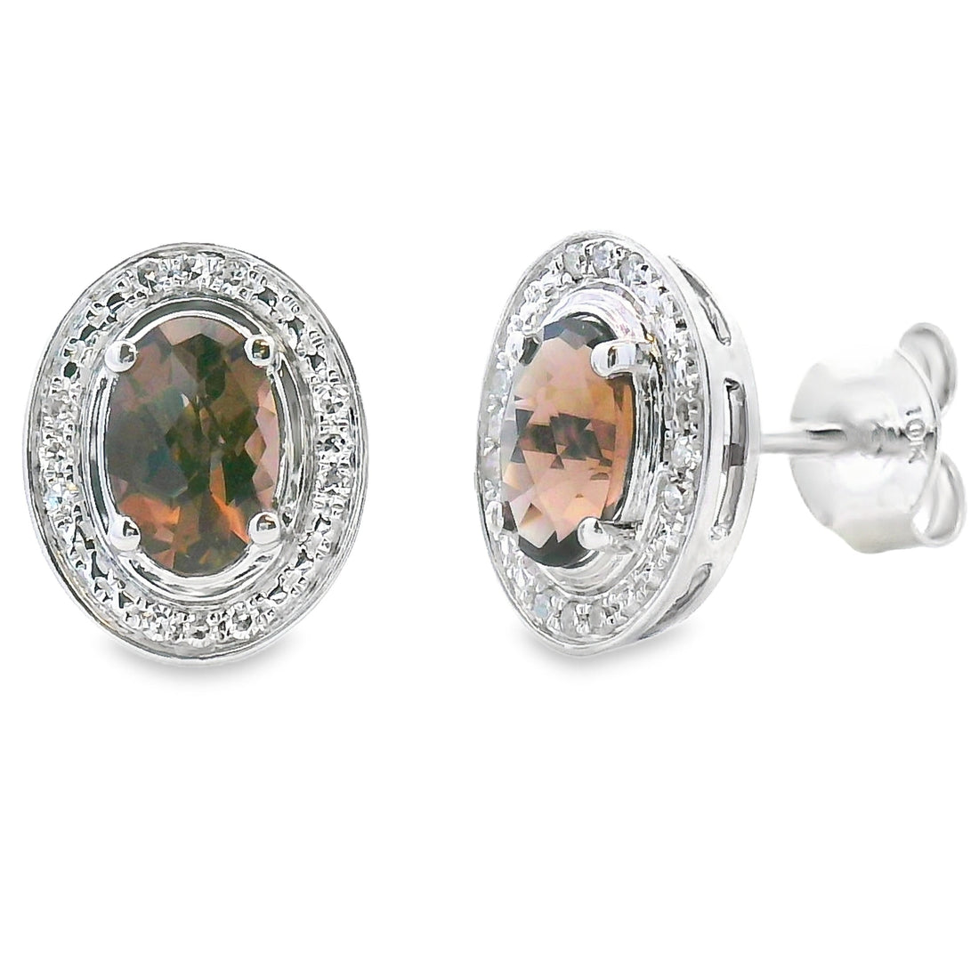 Genuine .85ct Quartz Diamond Earrings 10KT White Gold by Bids.com