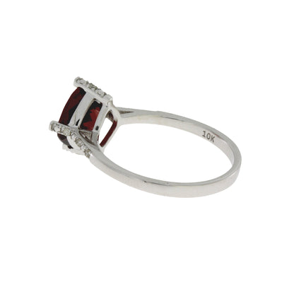 Natural 1.25ct Garnet Diamond Ring 10KT White Gold by Bids.com