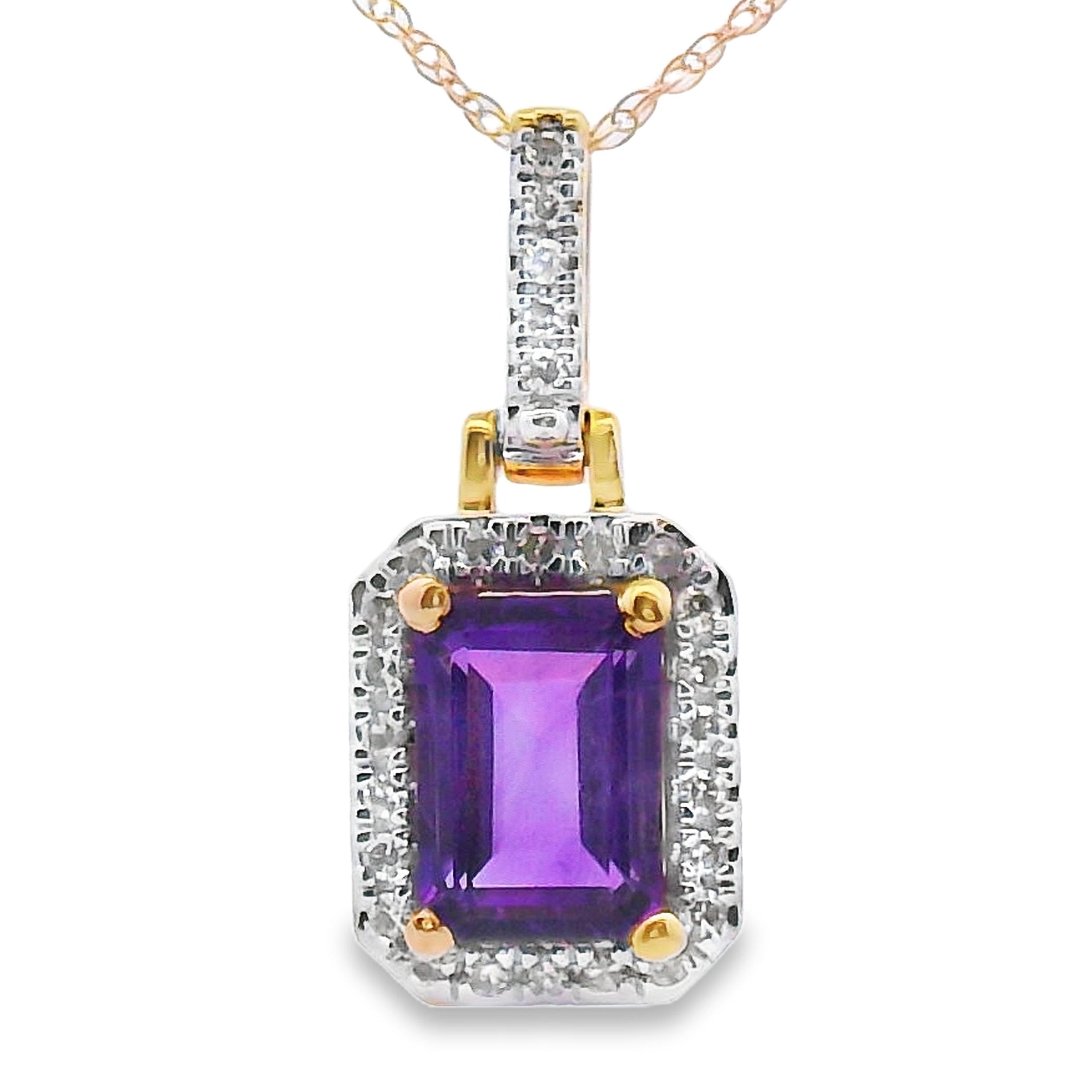 Amethyst Diamond Fashion Pendants 10KT Yellow Gold by Bids.com
