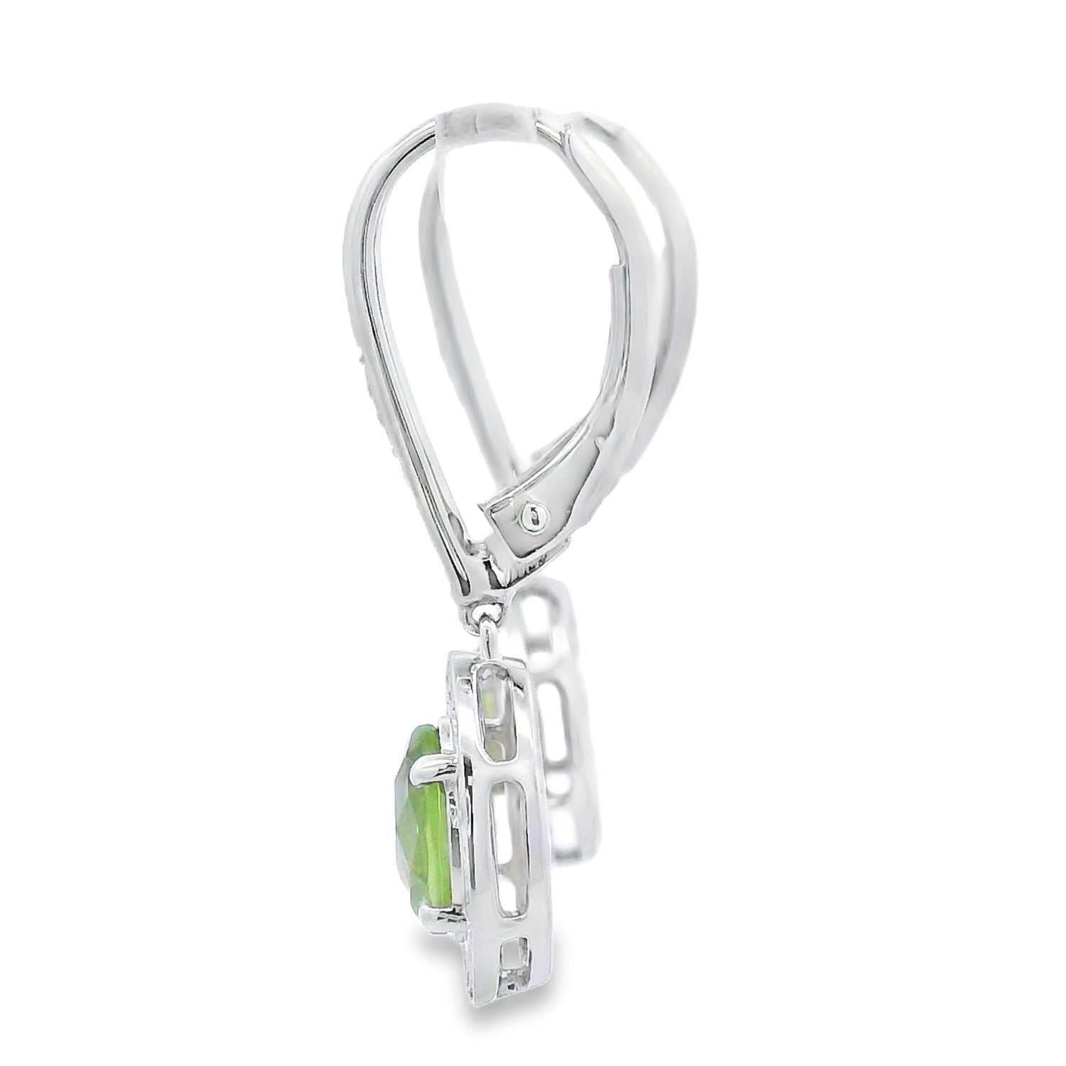 1.21ct Peridot Diamond Dangle Earrings 10KT White Gold by Bids.com