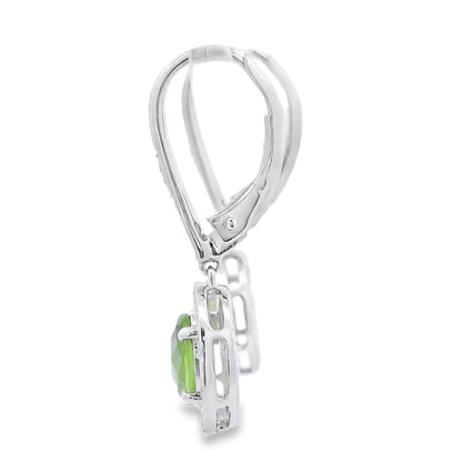 1.21ct Peridot Diamond Dangle Earrings 10KT White Gold by Bids.com