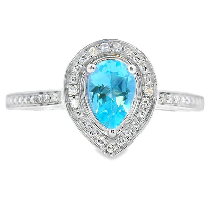 Natural .54ct Blue Topaz Diamond Ring 10KT White Gold by Bids.com