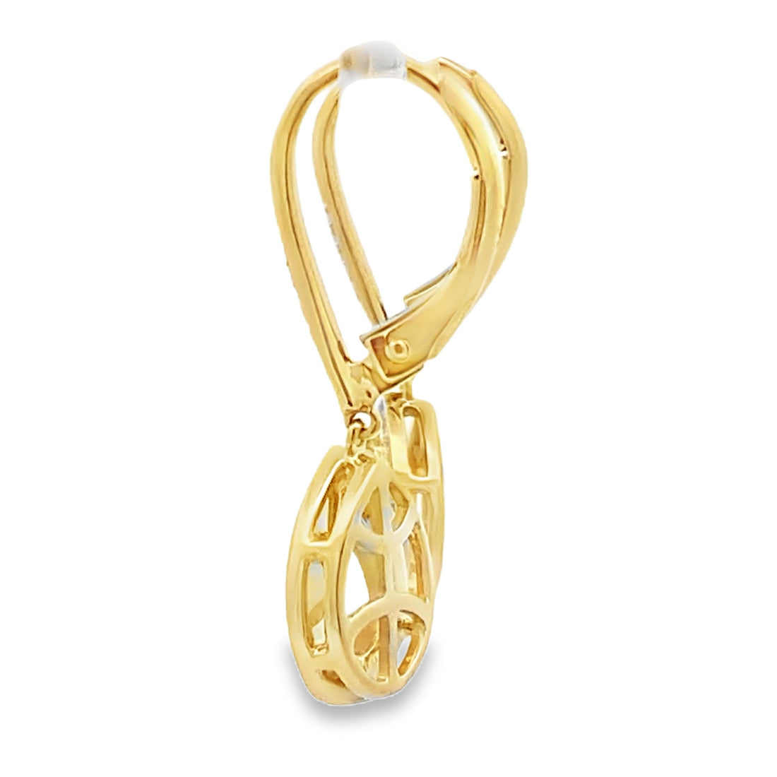 Rose Quartz Diamond Dangle Earrings 10KT Yellow Gold by Bids.com