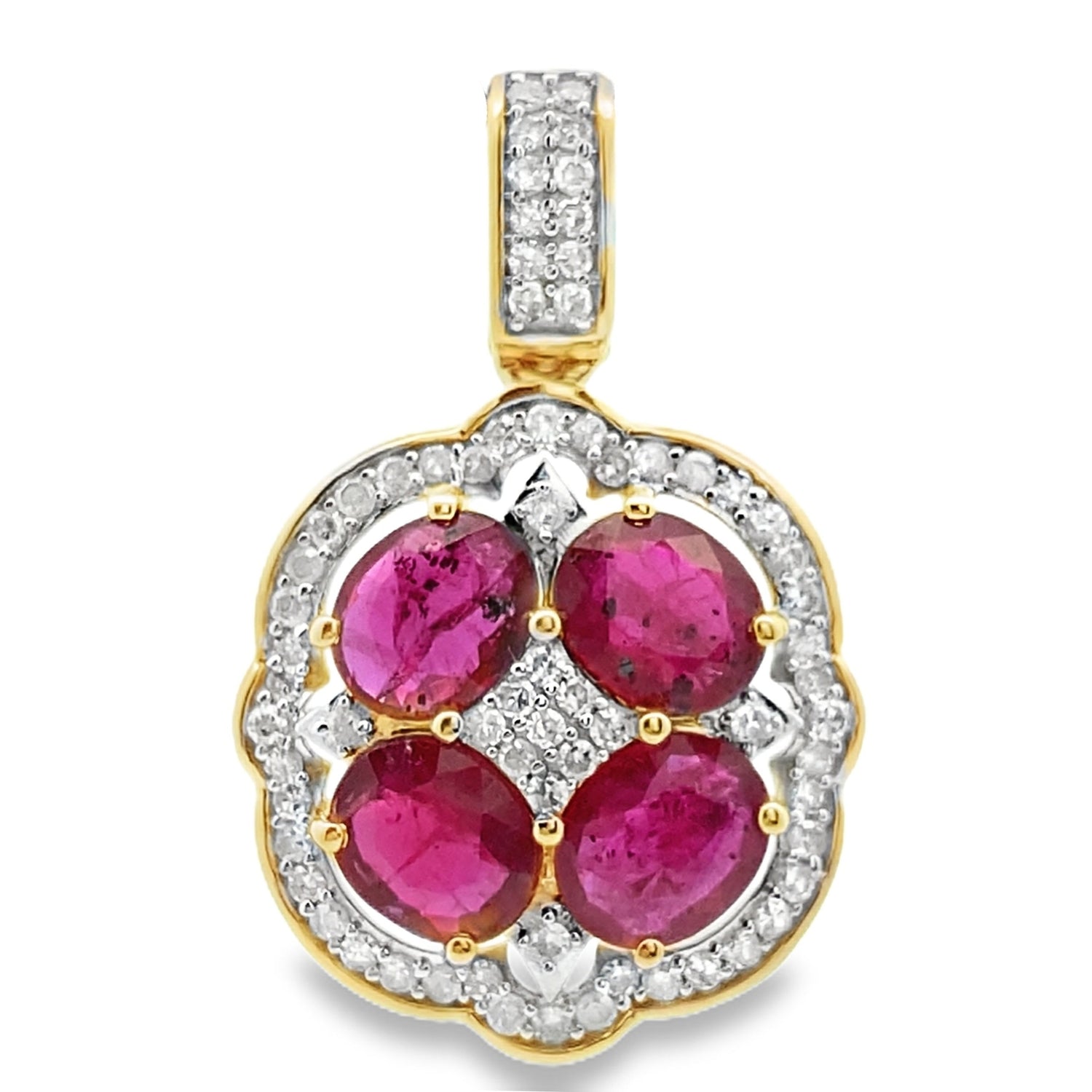 2.80ct Ruby Diamond Fashion Pendants 14KT Yellow Gold by Bids.com