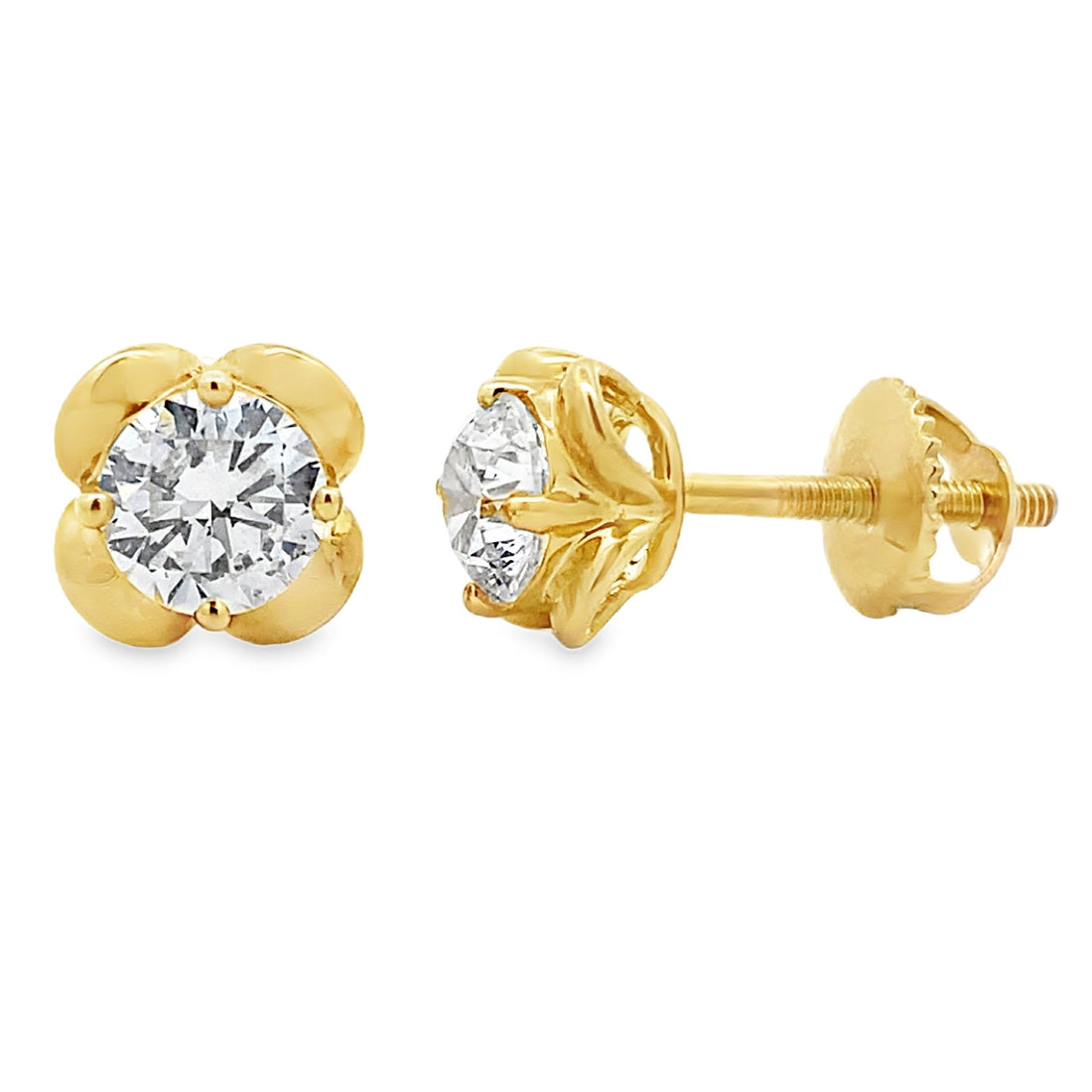 1.00ct Lab Grown Diamond Stud Earrings 10KT Yellow Gold by Bids.com