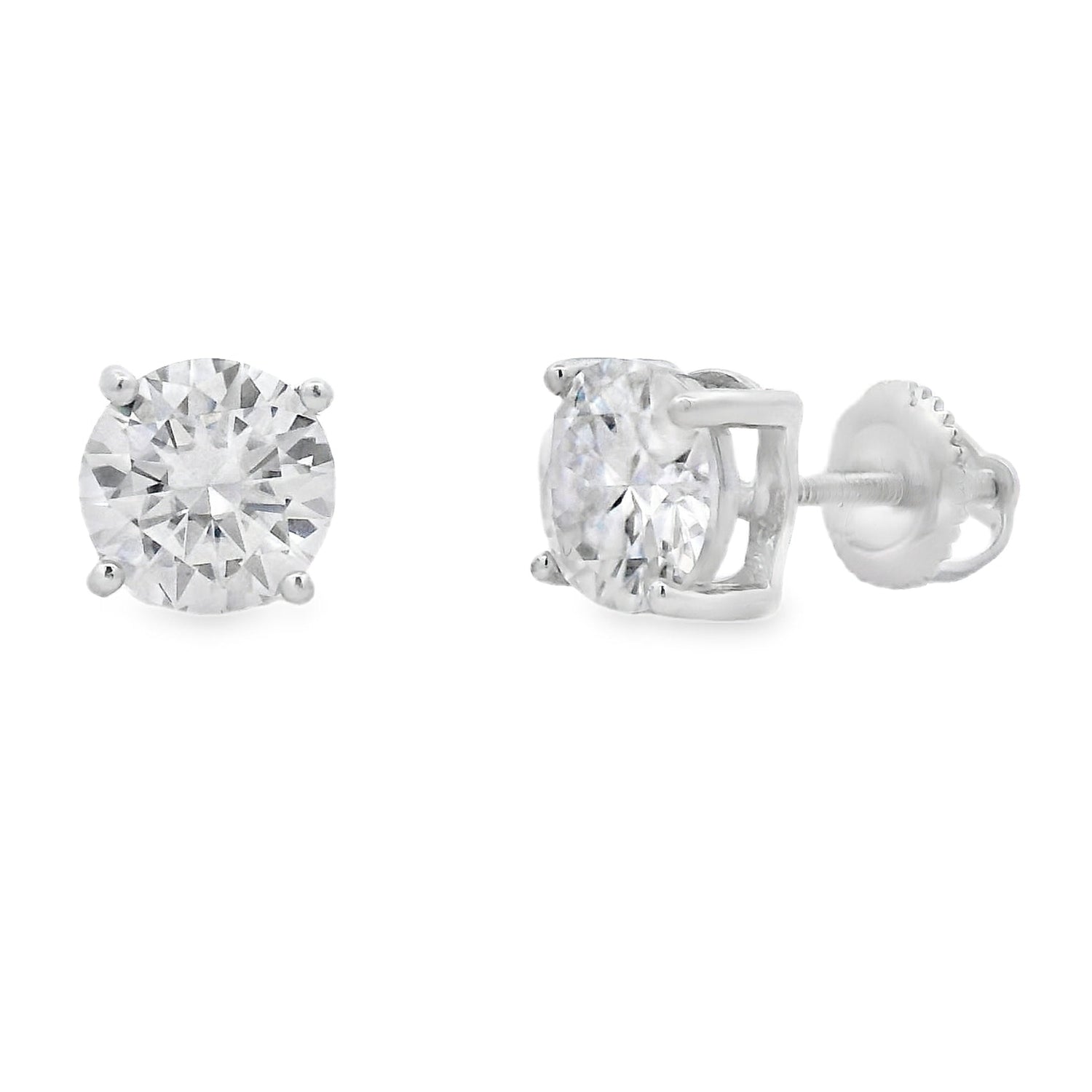 Genuine 2.40ct Moissanite Stud Earrings Sterling Silver by Bids.com