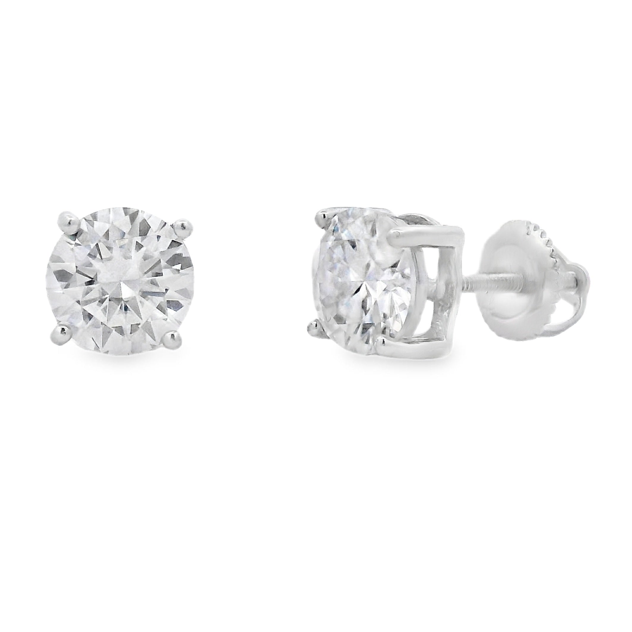 Genuine 2.40ct Moissanite Stud Earrings Sterling Silver by Bids.com